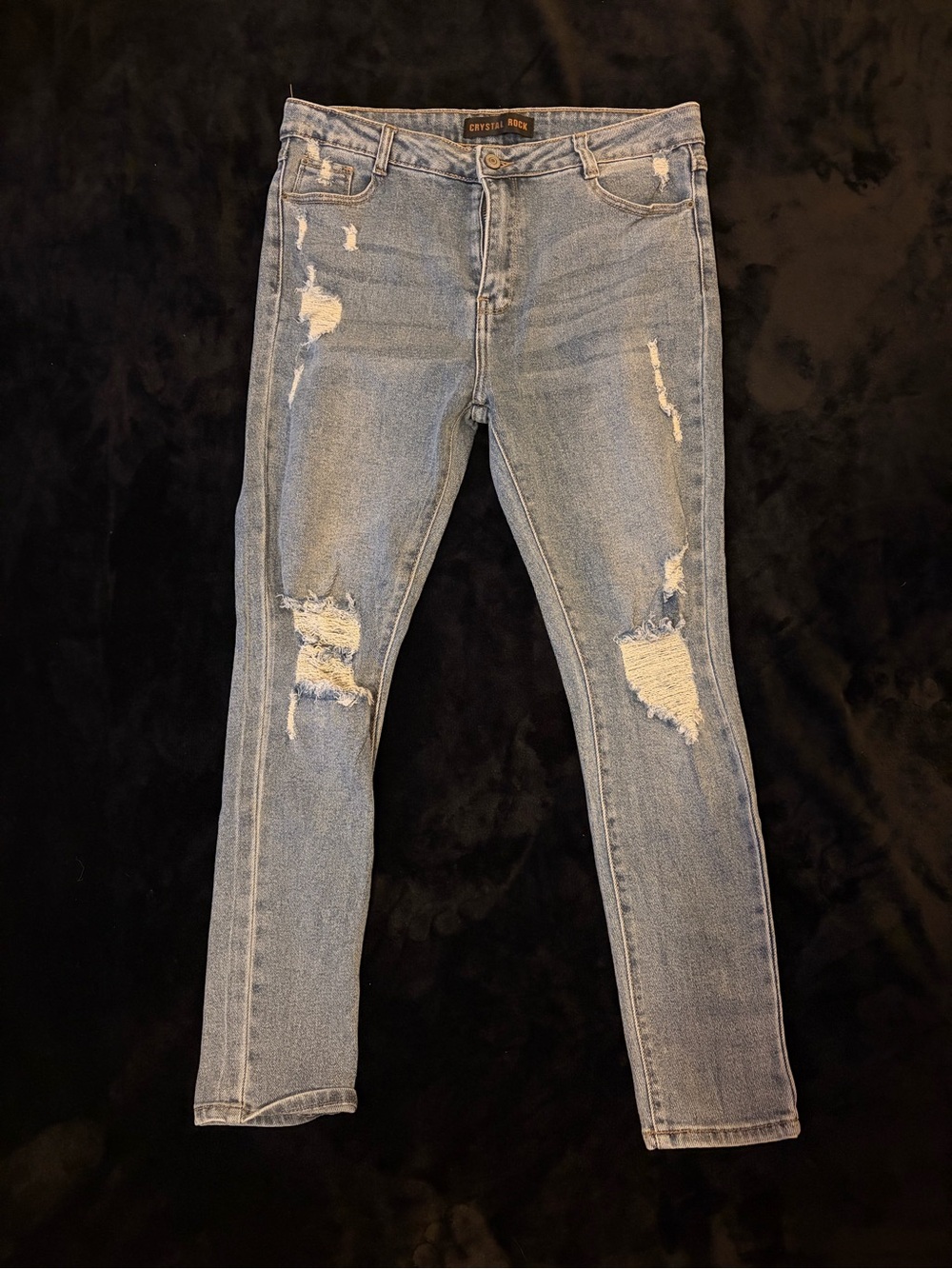 Crystal Rock Distressed Straight Leg Jeans – Juniors Size 15